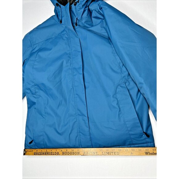 LL Bean Winter Warmer Jacket Women 1X REG Blue Fleece Lined Hood Zip Pocket Snap - Picture 9 of 14